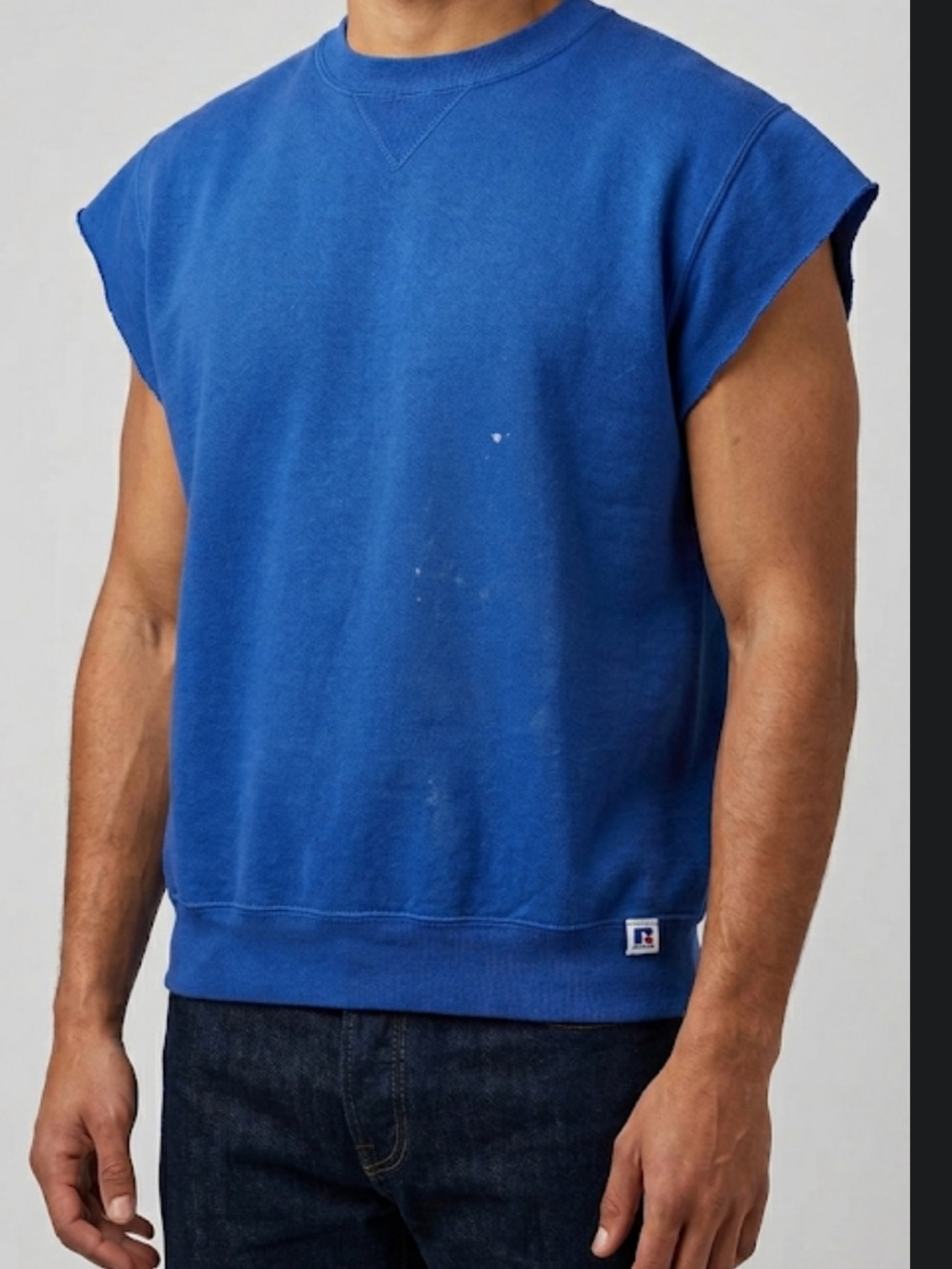 Russell athletic vintage crewneck sweatshirt blank royal blue - cut off sleeves